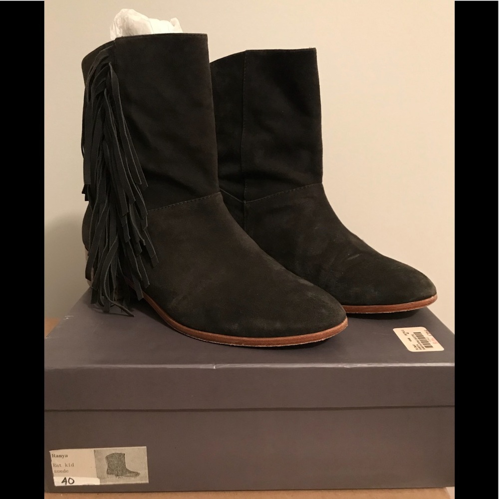 Plomo Ranya Fringe Boots, black suede USA 8.5 EU40